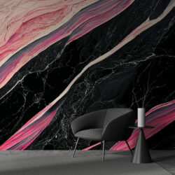 Black and Pink Marble Effect Wallpaper with White Veins | Marble 081 Wallpaper