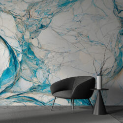 White and Teal Marble Effect Wallpaper | Marble 089 Wallpaper