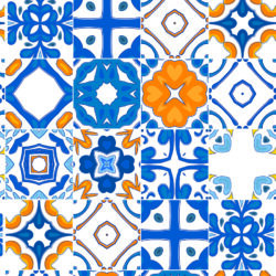 Blue and Yellow Mediterranean Tile Wallpaper | Tile 013