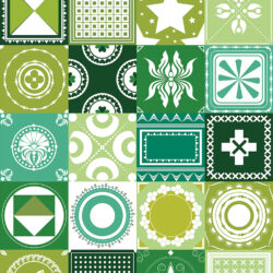 Green Mediterranean Patchwork Tile Wallpaper | Tile 019