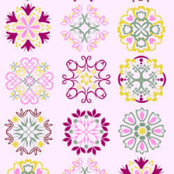Decorative Floral Medallion Grid | Floral 048