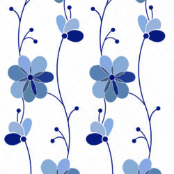 Blue Retro Floral Vertical | Floral 110