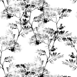 Monochrome Ink Botanical Artistic Wallpaper | Floral 140