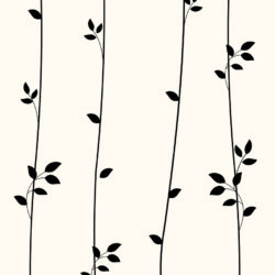 Black Minimal Vertical Leaf Wallpaper | Floral 157