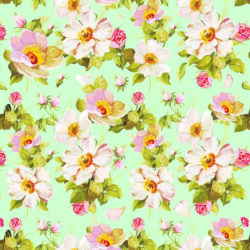 Vintage Aqua Floral Wallpaper | Floral 177