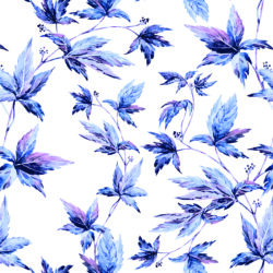 Blue Watercolor Leaf Wallpaper | Floral 217