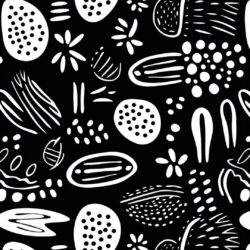 Abstract Organic Shape Pattern Wallpaper | Geometric Black 037