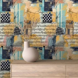 Abstract Music Paper Collage Wallpaper | Collage 015